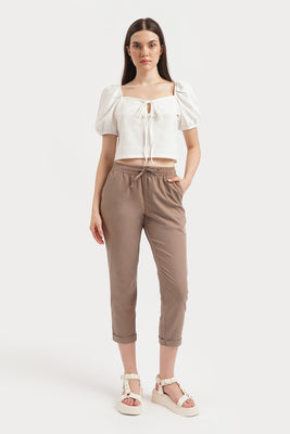 Basic Chic Fit Linen Pull On Trousers